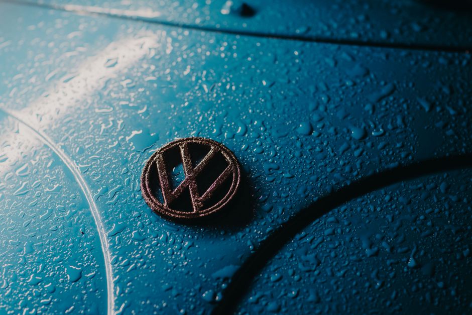 Water beading on a protected car hood